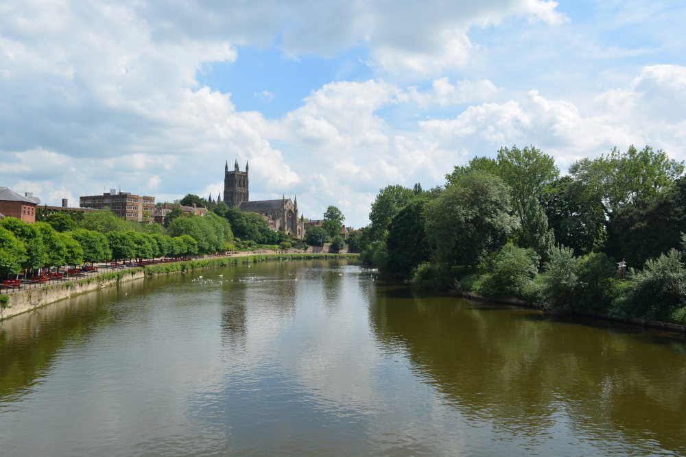 Great views of Worcester Cathedral on the River Severn Worcester England