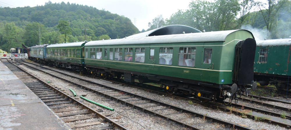 Class 108 DMU carriages in the Norchard Low Level sidings of the Dean Forest Railway DMU Class 108 Derby Lightweight Units