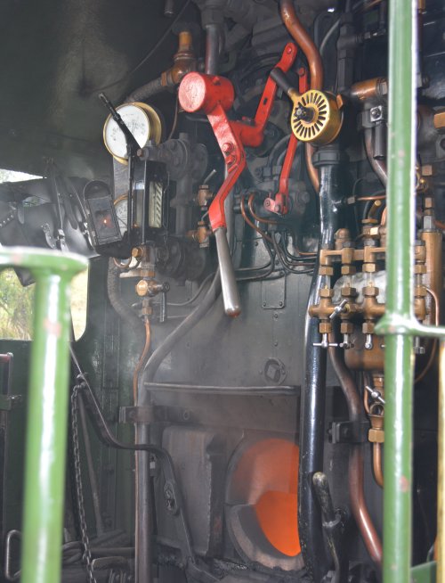 controls in the driving cab of  7903 Foremarke Hall GWR Modified Hall Class 4-6-0 steam locomotive