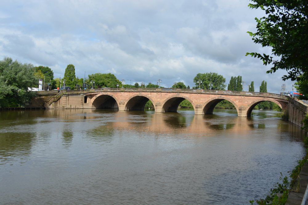 road bridge of Bridge Street leading to New Road over the River Severn Worcester England
