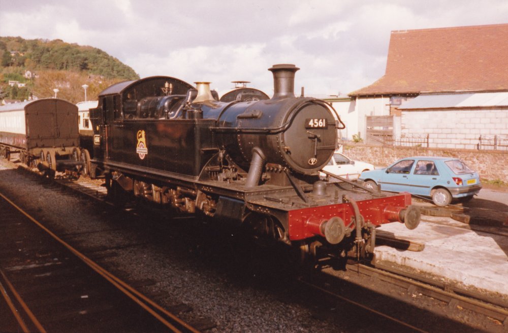 GWR 2-6-2T 4561 tank engine Minehead station, West Somerset Railway, England