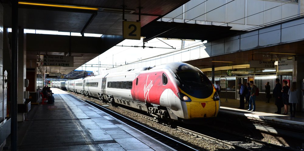 ALSTOM Class 390 Pendolino 'tilting' EMU trains, Virgin service from London at Coventry station