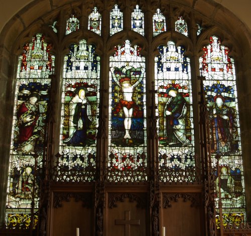 The stained glass of the east window.