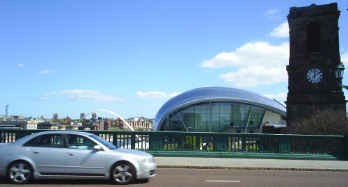 crossing the River Tyne to the Sage Theatre and Concert Hall