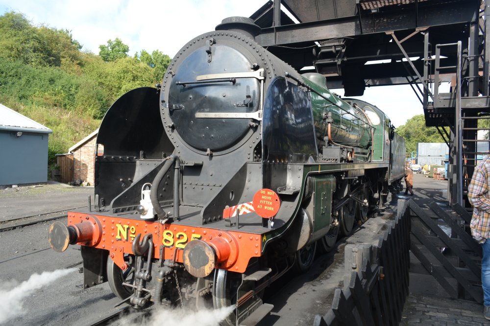 Coaling up at Grosmont loco depot SR Class S15 4-6-0 825 (BR 30825), (NYMR Steam Gala September 2021)