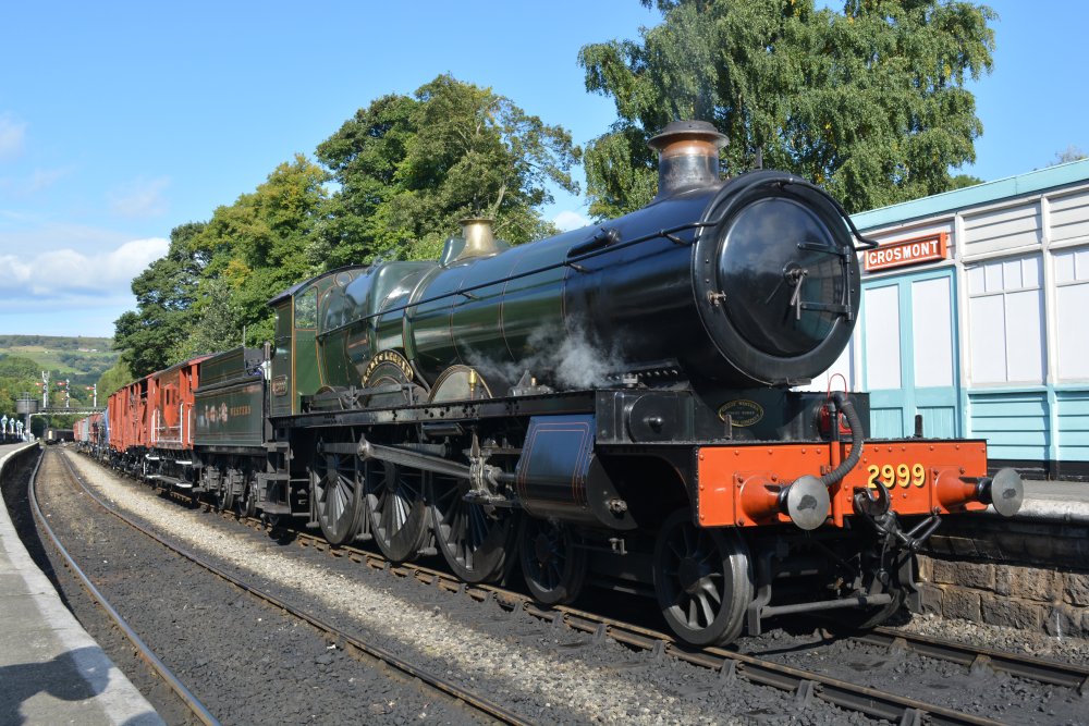 Waiting to depart with a freight train from Grosmont to Pickering, 2999 LADY of LEGEND 2900 Class Saint 4-6-0 GWR steam locomotive