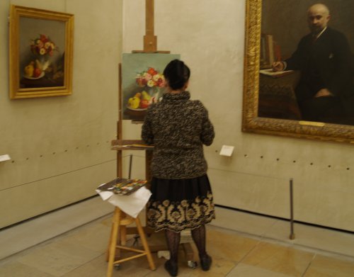 Learning from the masters with a stern onlooker of the Musee d'Orsay! The onlooker in question is 