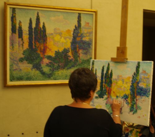 Learning from another of those masters, but no stern onlooker in the Musee d'Orsay, just a guy with a nosy no-flash camera!