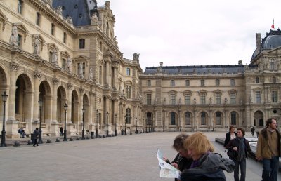 The 'courtyard' of the elegant 17th century buildings of the Louvre Gallery.