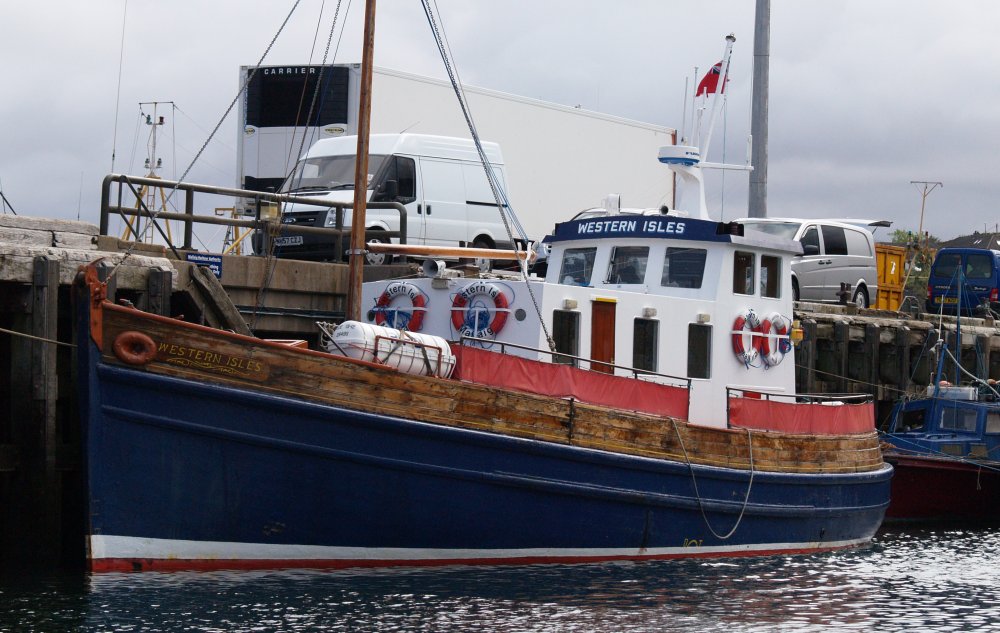 The MV WESTERN ISLES in Mallaig harbour for boat trip to Inverie on the Knoydart Peninsula, Scotland