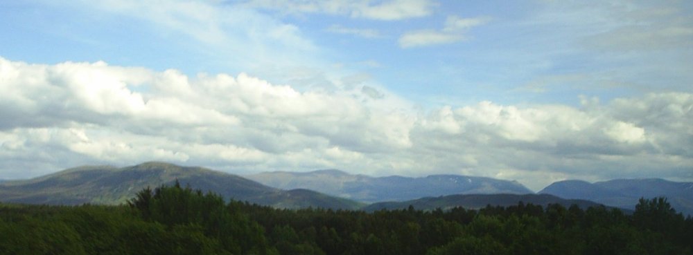 The mountains in the Cairngorm National Park on route to Inverness