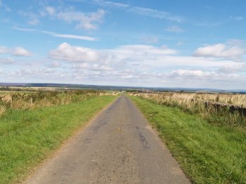 Looking east down Wethercote Lane, broad and was probably an old drove road for cattle - Walking from Sutton Bank National Park Visitor Centre, North York Moors National Park, North Yorkshire, Northern England