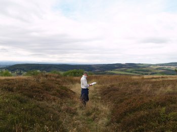 At Hill Fort Windypits the path goes through a clearly identifiable ancient defensive or boundary marking dyke dug at 90o to the path. - Walking from Sutton Bank National Park Visitor Centre, North York Moors National Park, North Yorkshire, Northern England