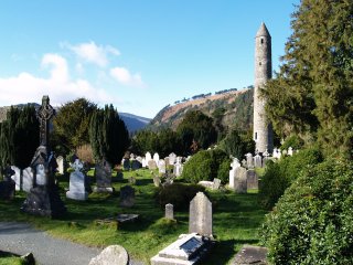 Glendalough, Wicklow, Ireland - The Round Tower is impressive, set amongst the ruins of the early Christian community.