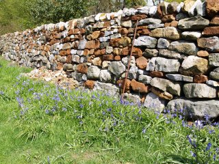 Mixed dry stone wall near the village - Danby, North York Moors, North Yorkshire, England