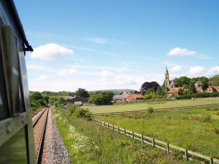 Leaving Ruswarp Station heading for Whitby - Ruswarp on the River Esk near Whitby, North Yorkshire, Northern England