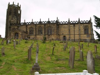 the splendid medieval church of St Michael's with its unusual octagonal tower