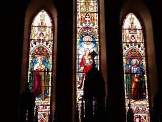Stained glass window of the Church of the Assumption, Mooncoin, south Kilkenny, Ireland Stained glass window of the Church of the Assumption, Mooncoin, south Kilkenny, Ireland