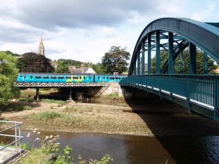 Middlesbrough to Whitby train - Ruswarp on the River Esk near Whitby, North Yorkshire, Northern England