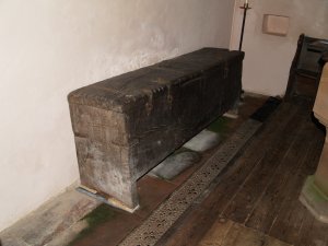 Old chest in Long Marton church - The New Inn, Brampton Village near Appleby, Cumbria, Northern England