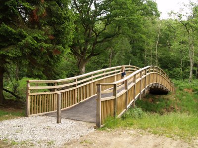 Footpath bridge over the River Rye near Hawnby Village, North Yorkshire, England