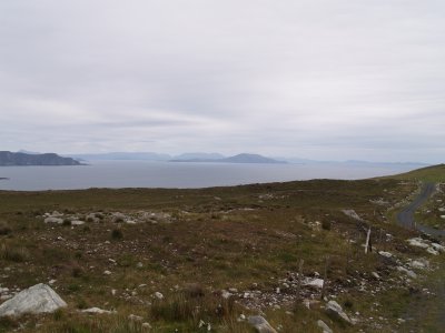Clare Island from Lough Acorrymore, Achill Island, Co. Mayo, Ireland.