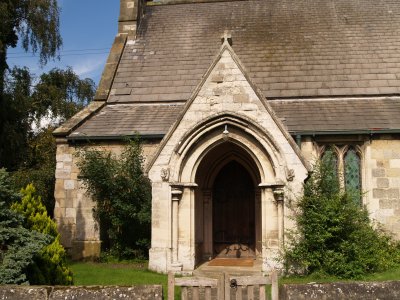 Entrance to St Martin's Church, Scampston Village, North Yorkshire, Northern England
