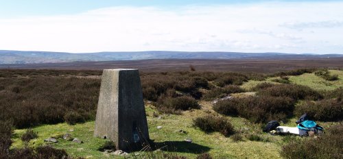 The old trig point on Siss Cross Hill, the highest point on Danby Low Moor