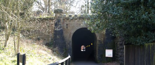 The tunnel of the original Grosmont-Goathland line, which leads to engine shed and yard where you can view the locomotives.