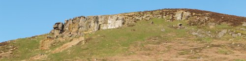 The rocks above Kildale are clearly seen from the train, a favourite haunt of local rock climbers.