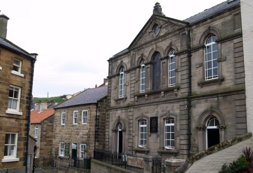 The ex Primitive Methodist Chapel of 1880 is now the Captain Cook and Staithes Heritage Centre.