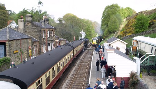 The splendidly restored Goathland Station is an important stop on the North Yorkshire Moors Railway