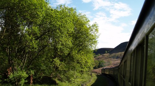 A heritage diesl hauled train from Pickering heads in Newton Dale.