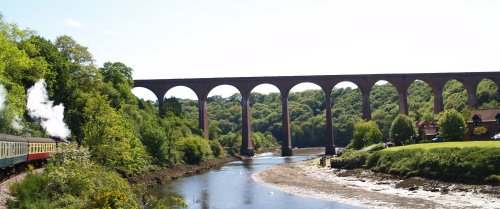 Passing under the great railway Larpool viaduct that once carried the coast line from Teesside round and down the coast to Scarborough.