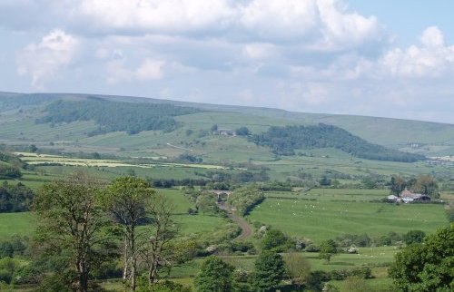 The line (centre) snakes its way up the River Esk Valley, here just after Lealholm the line passes the 'entrances' to Great Fryup Dale (top left) and Little Fryup Dale (top right)