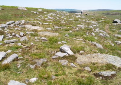 Eventually the Roman Road is reached. You can see the camber clearly on this stretch of the road.