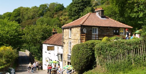 After more woodland and another river crossing you deviate from the incline track to Goathland for a some welcome refreshment at Beck Hole.