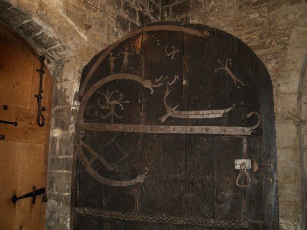 St Helen's Church, Stillinfleet, North Yorkshire great south-west oak door and its ancient ironwork, possibly as early as the 10th century and re-used by the church in the 11th or 12th century? (The doorway itself is dated ~1160)