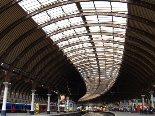 The curve of the curves of the magnificent ironwork of the York station roof.