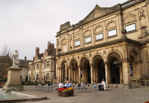 The entrance to the City Art Gallery. The gallery possesses one of the most interesting collections of old masters, outside of London galleries.