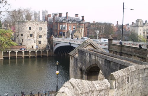 The Lendal Tower (left), bt the Lendal Bridge, dates from about 1300 and was part of York City's defences.