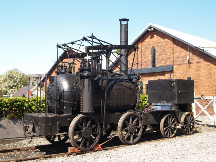 A replica of the famous early locomotive PUFFING BILLY at the 2012 RAILFEST at the National Railway Museum in York. The original was built by William Hedley at Wylam in 1813, York NRM