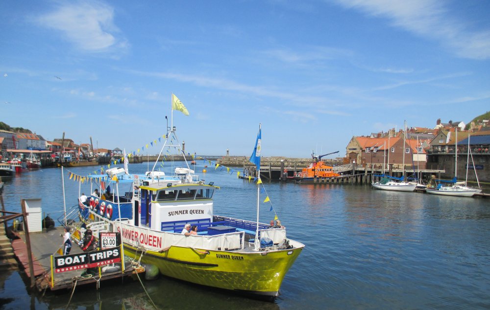 The pleasure boat SUMMER QUEEN for short tourist boat trips around the Whitby Harbour and out to sea.