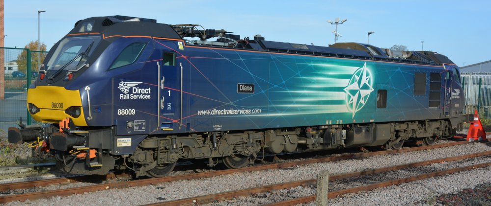 88009 Diana DRS Class 88 bi-mode Bo-Bo Vossloh/Stadler electro-diesel locomotive 88009 Diana DRS Class 88 bi-mode Bo-Bo Vossloh/Stadler electro-diesel locomotive