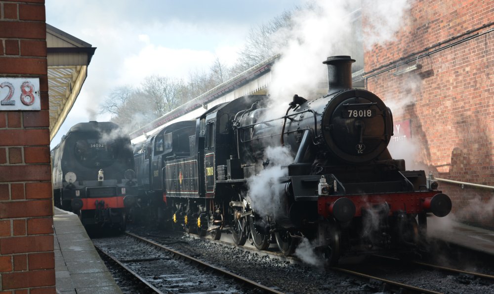 78018 BR standard 2-6-0 2MT steam locomotive,Bury, East Lancashire Railway Spring Steam Gala 2019