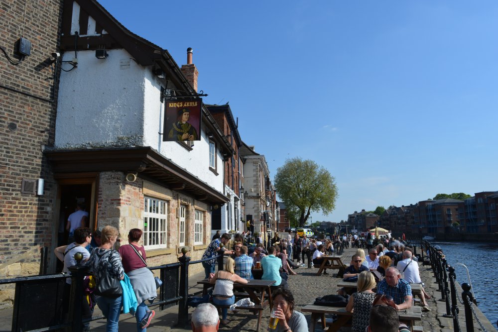 King's Staith popular pubs on the banks of the River Ouse, Ouse Gate bridge, York