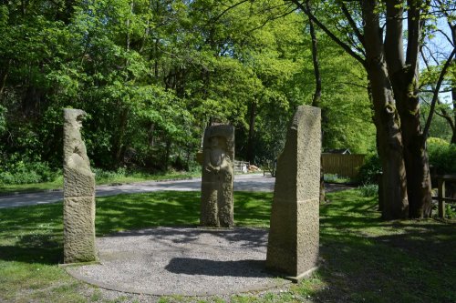 Pillars Past art project by Joseph Hayton Pateley Bridge circular walk via Glasshouses & River Nidd