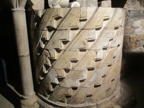 carved column, Crypt, York Minster, England