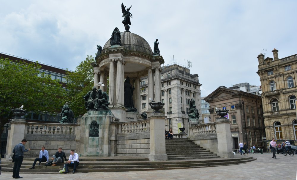 Queen Victoria Monument in Derby Square, once the site of Liverpool's castle