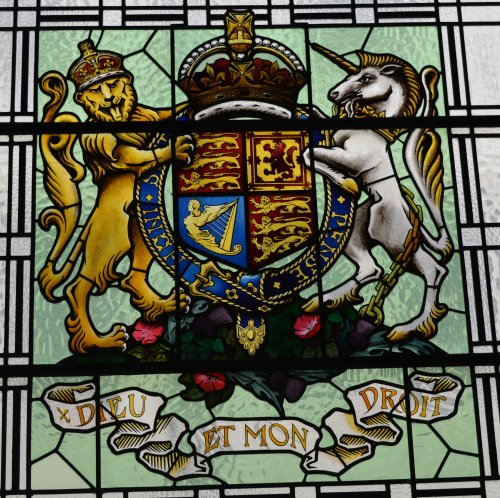 Stained glass panel in the foyer of the Port of Liverpool Building Pier Head Liverpool